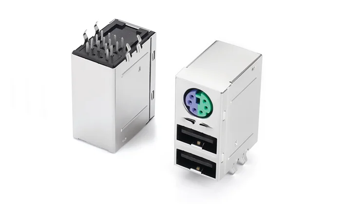 MiniDIN DualColor Dual stackUSB2.0