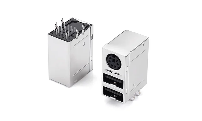 MiniDIN Dual stackUSB2.0 FullBlack