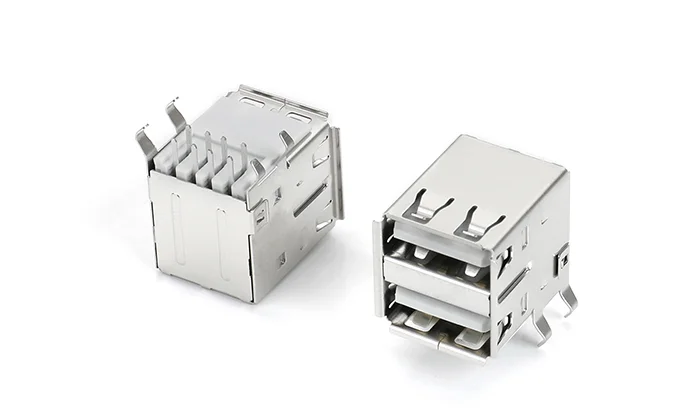 USB2.0 Dual stack PBT White Right angle L2.6 SS