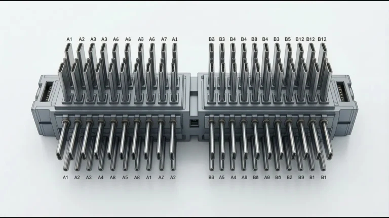 USB Type-C connector 24-pin layout diagram A1 through B12