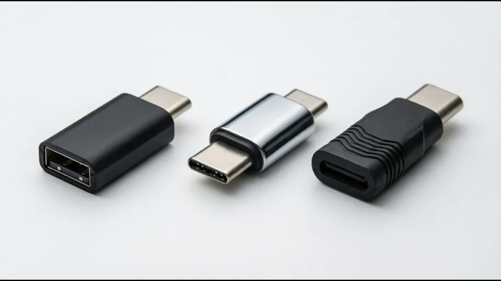 Three USB Type-C connector variants arranged for data rate comparison