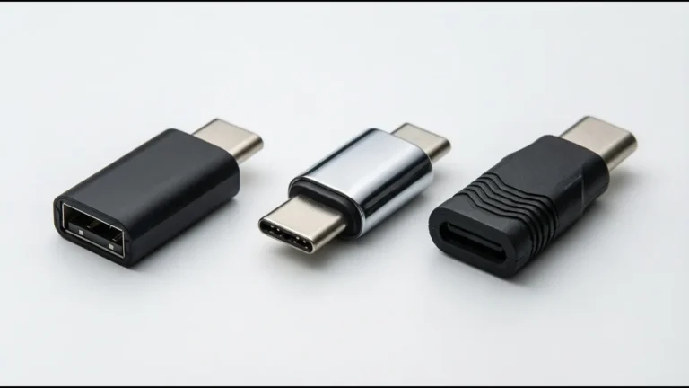Three USB Type-C connector variants arranged for data rate comparison