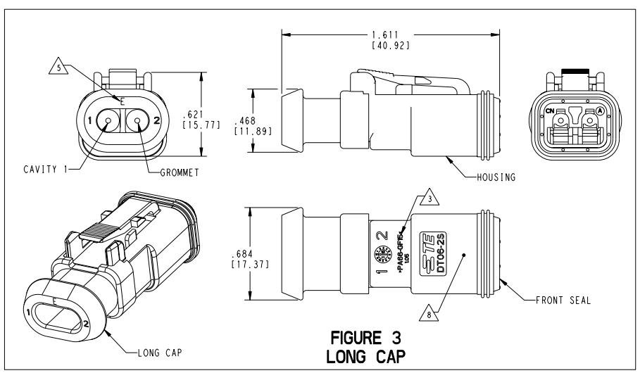 Deutsch DT06-2S-EP11 2-Socket Receptacle Housing drawing