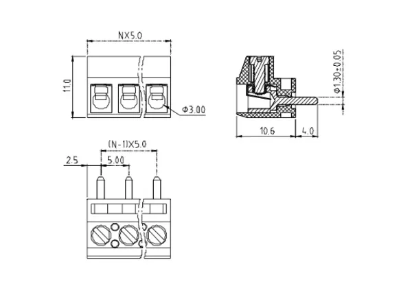 E7xx01500000G PCB Terminal Block 5.0mm Amphenol Anytek | GSCONN drawing