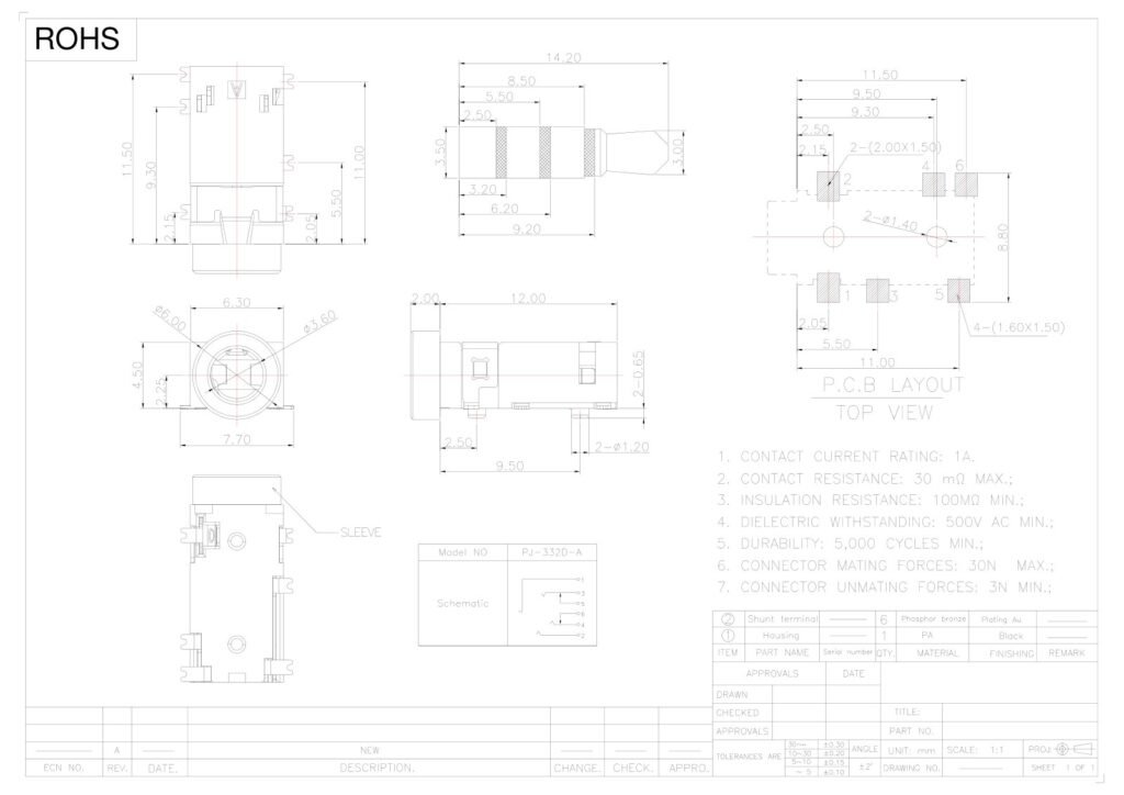 Headphone Jack – GSC-AUD-0097 drawing