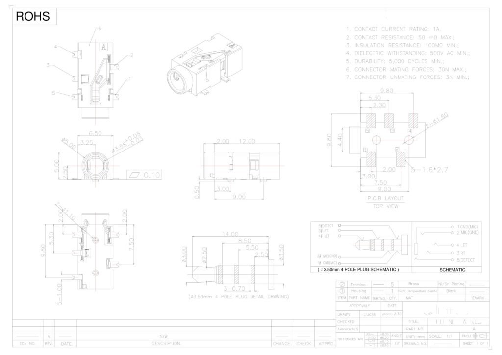 Headphone Jack – GSC-AUD-0103 drawing