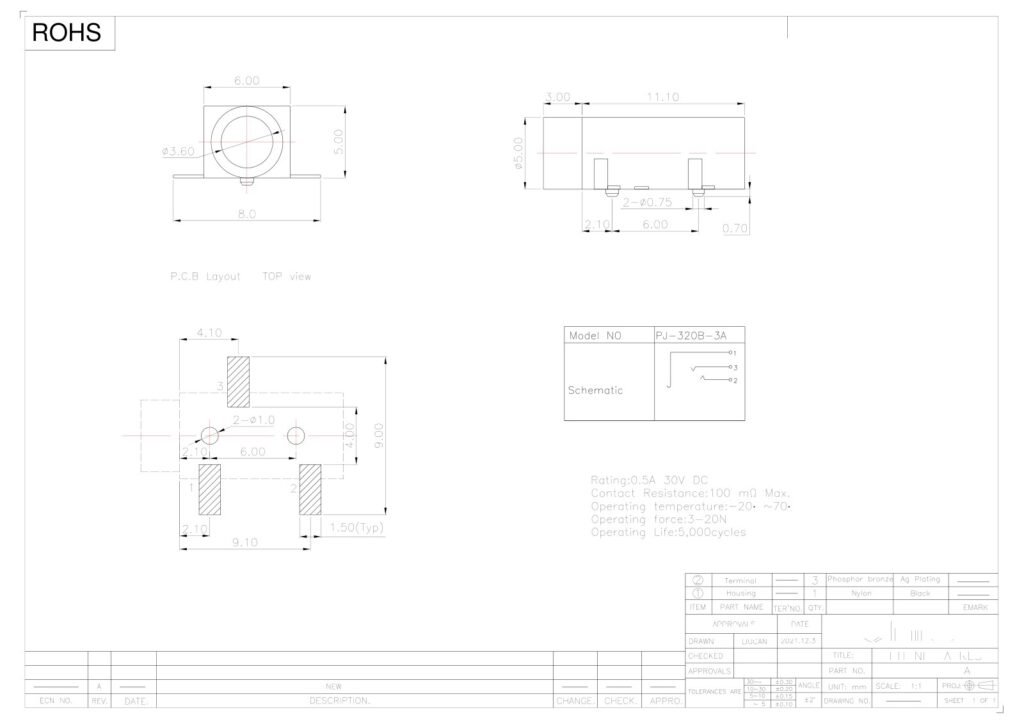 Headphone Jack – GSC-AUD-0115 drawing