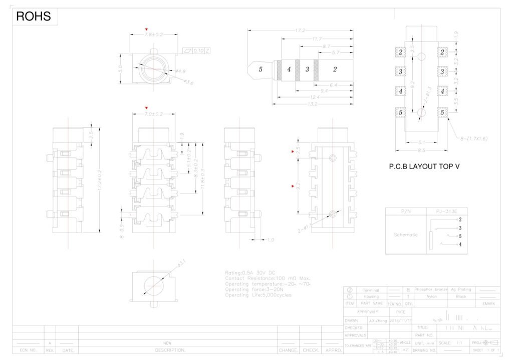 Headphone Jack – GSC-AUD-0117 drawing