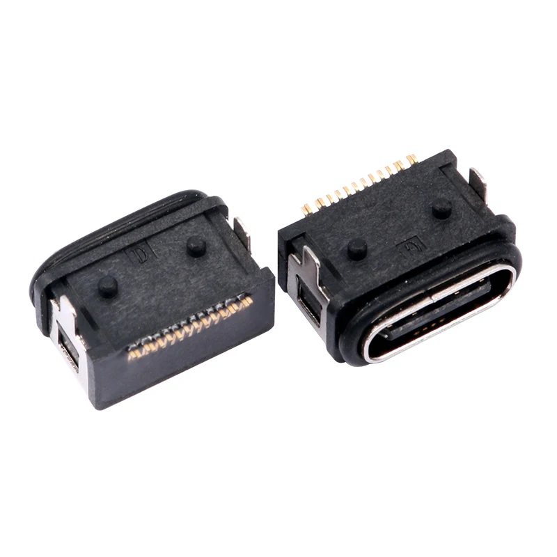 16pin USB TYPE-C FEMALE WATERPROOF CONNECTOR SMD With locating peg Top-Mount CONN – GSC-TYP-0070