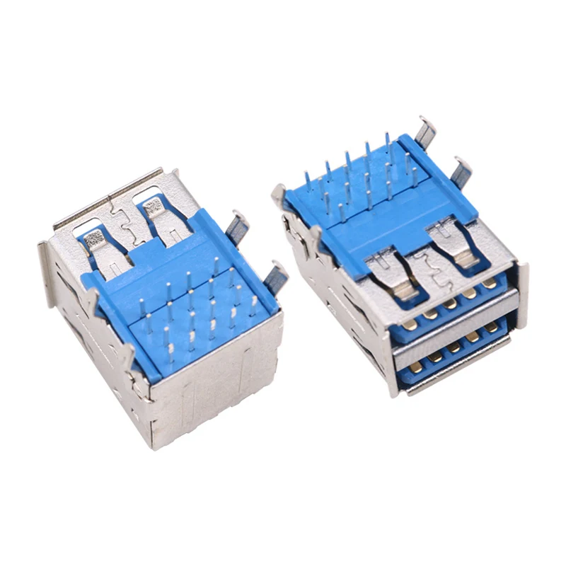DOUBLE USB 3.0 FEMALE THE SOLEDER FOOT IS CURVED CONNECTOR SMD – GSC-USA-0023
